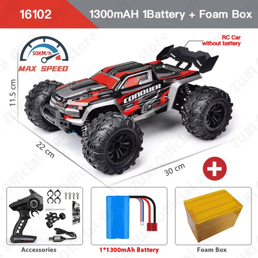 High-Speed 1:16 4WD RC Drift Monster Truck - 70KM/H Remote Control Car with LED for Kids - Wltoys 144001 Compatible
