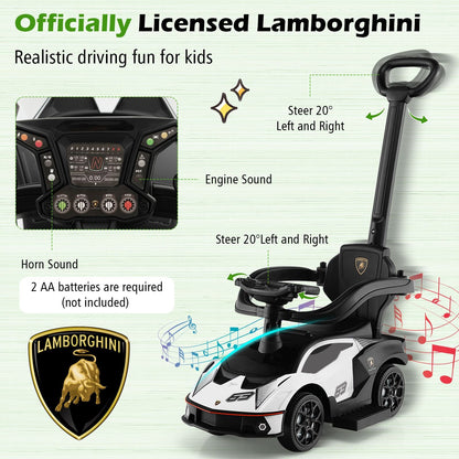 Luxury Lamborghini Ride-On Car for Kids with Convenient Push Handle