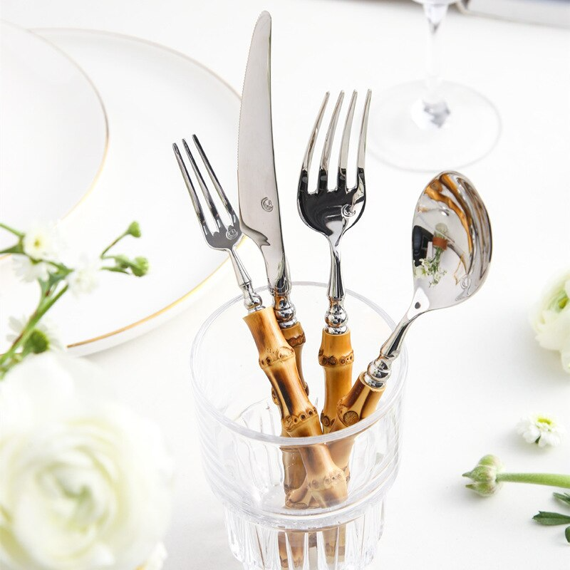 Arashiyama Natural Bamboo Stainless Steel Cutlery Set