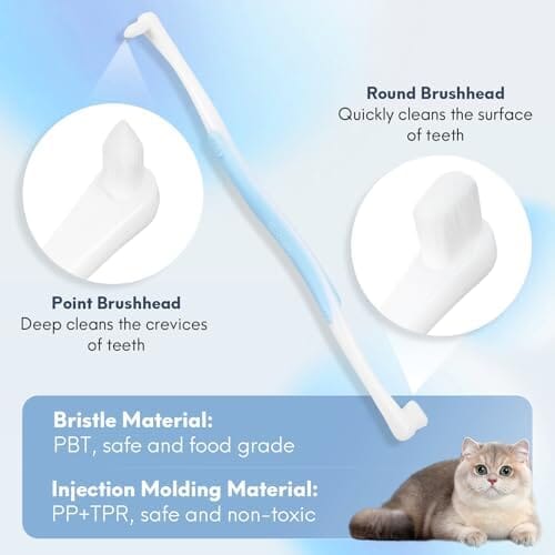 2 Pcs Dual-Sided Cat Toothbrush with Micro Brush Head