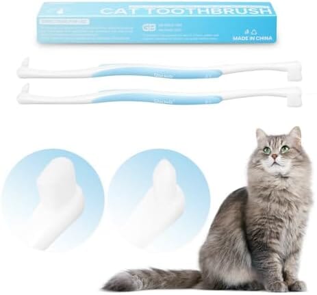 2 Pcs Dual-Sided Cat Toothbrush with Micro Brush Head