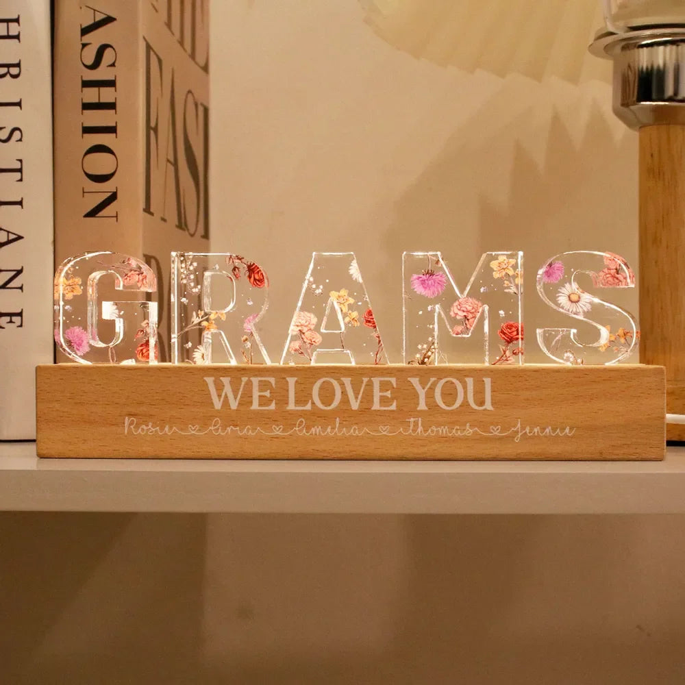 Flower Printed LED Night Light for Mom