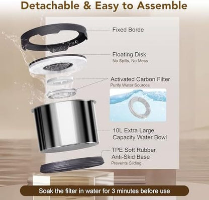 2.6 Gallon/10L Large Capacity Spill-Proof Dog Bowls