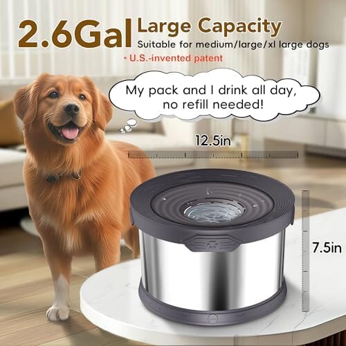 2.6 Gallon/10L Large Capacity Spill-Proof Dog Bowls