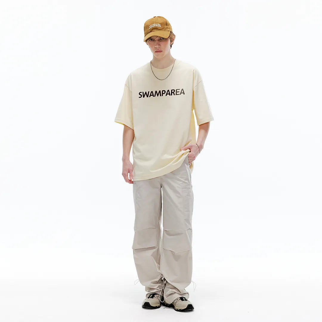 SWAMP AREA© - American High Street - Vintage Portrait Oil Painting Design -  Loose-Fit Drop-Shoulder  Short-Sleeve T-Shirt