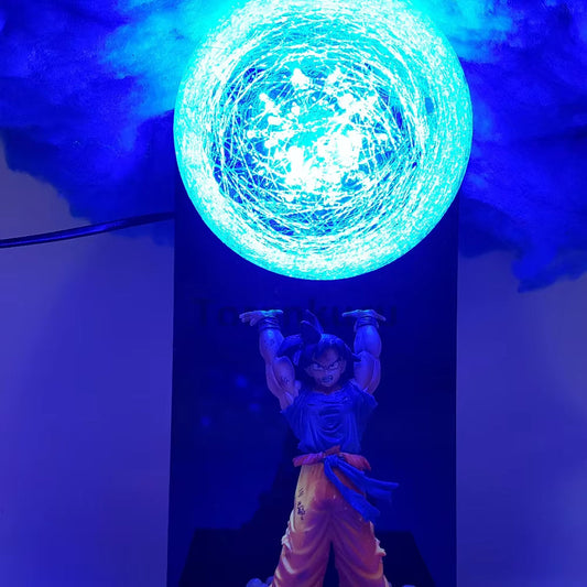 Dragon Ball Anime Son Goku Spirit Bomb with Cloud Lamp Led Bulb Action Figures