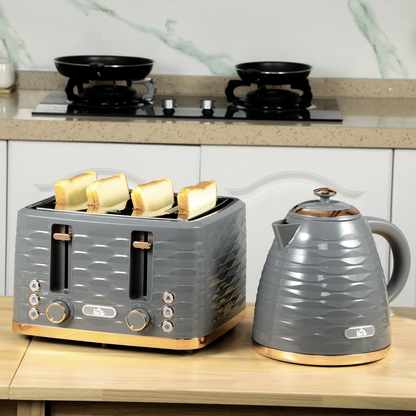 Stylish Kettle & Toaster Set: Rapid Boil & 4-Slice Perfection!