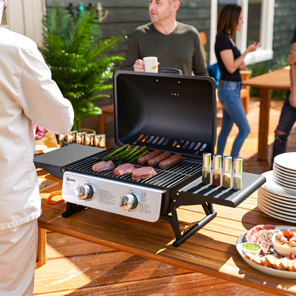 Compact Gas BBQ Grill with Thermometer