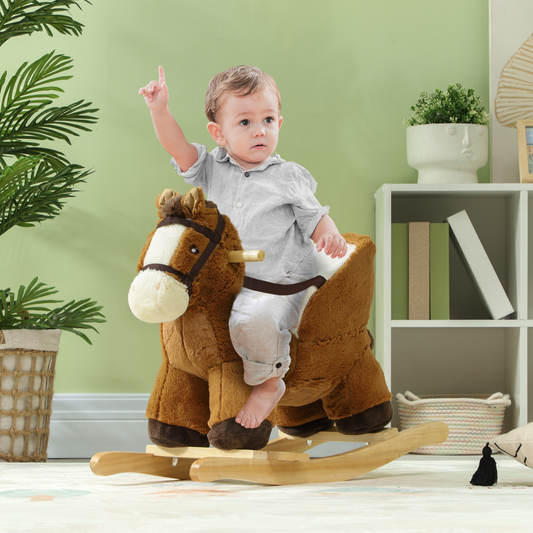 AIYAPLAY Rocking Horse for Kids - Cozy Brown