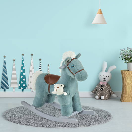 Plush Ride-On Rocking Horse with Sound Handle for Kids