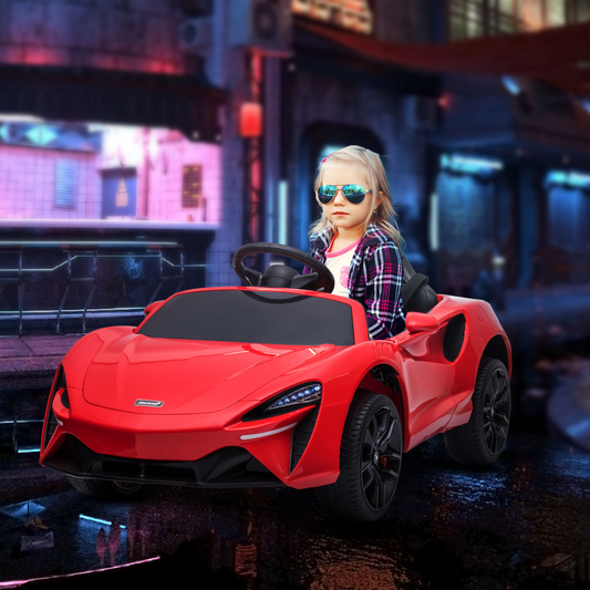 McLaren 12V Kids Electric Ride-On Car with Remote Control & Music - Red