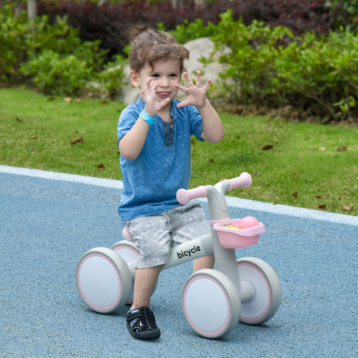 AIYAPLAY Adjustable Pink Balance Bike for Toddlers 1-3 Years - Safe & Fun!
