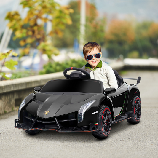 Lamborghini Veneno Kids' Electric Ride-On Car with Remote - Black