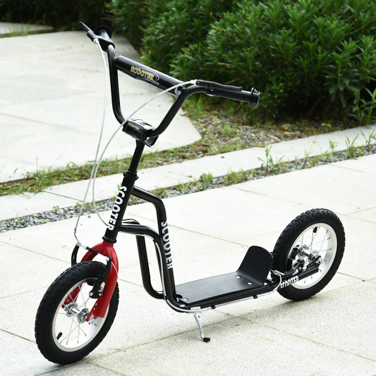 Adjustable Kids Kick Scooter with Inflatable Wheels - Black