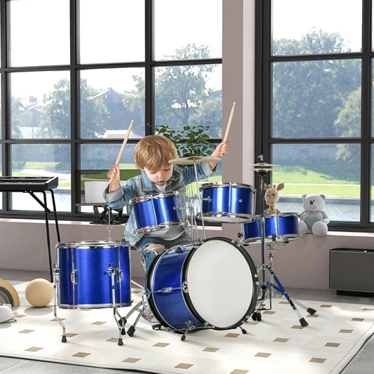 AIYAPLAY Junior Drum Set 11-Piece Kids Kit - Blue