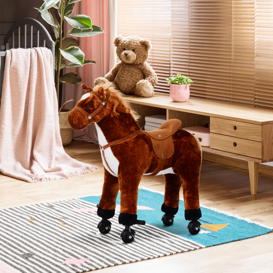 Galloping Plush Pony Ride-On Toy with Sounds