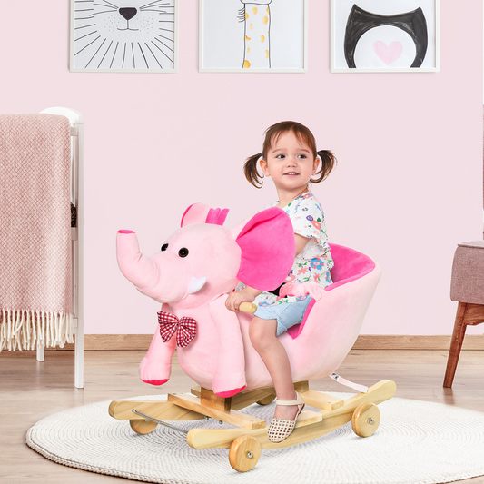 Delightful Pink 2-in-1 Rocking Horse & Ride-On Elephant