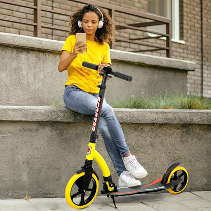 Lightweight Foldable Kick Scooter for Teens & Adults - Smooth Ride in Yellow