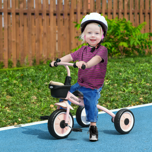 Pink Kids Trike: Adjustable Seat, Basket & Bell - Perfect for Ages 2-5!