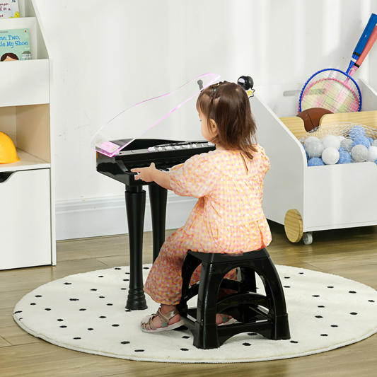 32-Key Kids Piano Keyboard Set with Microphone - Black
