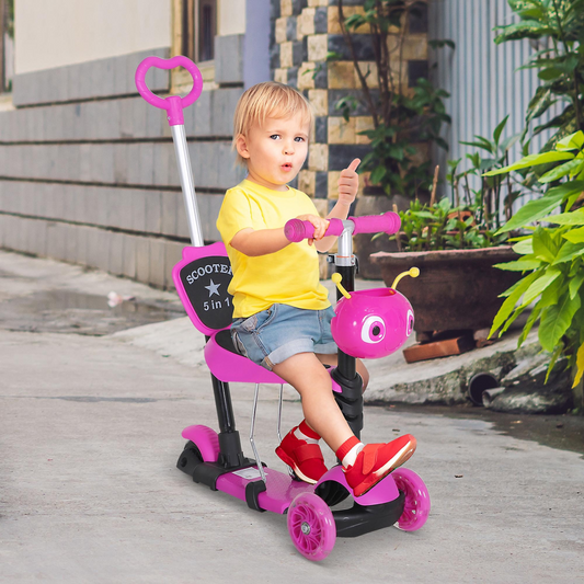 5-in-1 Adjustable Kids Scooter with Removable Seat