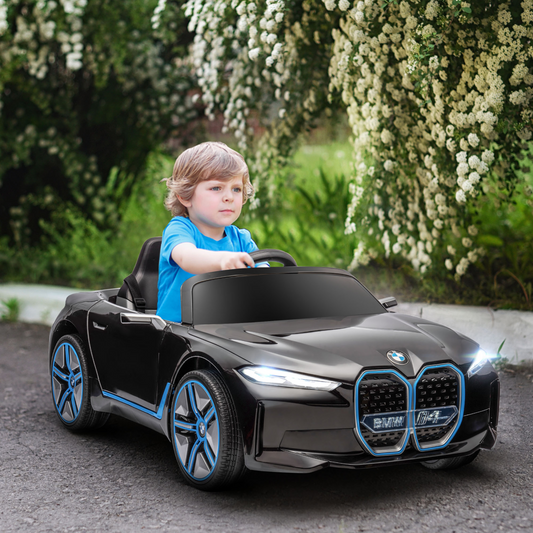 BMW i4 Kids Electric Ride-On 12V - Stylish Black Ride for Young Adventurers!