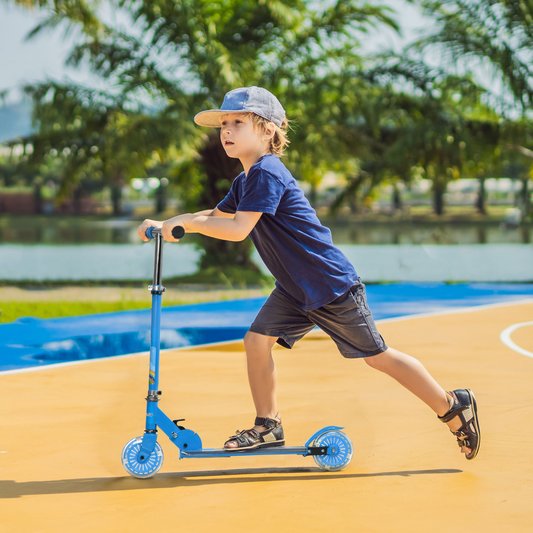 Scooter for Kids Aged 3-7 Years with Lights, Music, Adjustable Height - Blue