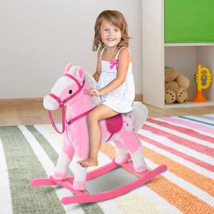 Neighing Plush Rocking Horse Toy Classic Wood Pony