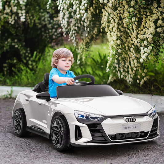Audi RS e-tron GT 12V Kids Ride-On Car with Remote Control - White Luxury Cruiser