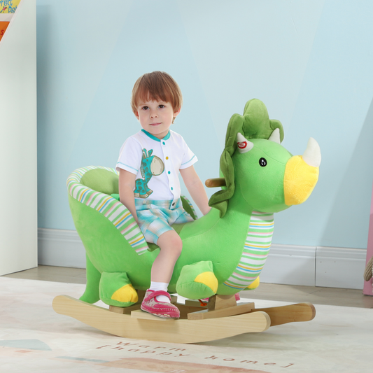 Dino Delight: AIYAPLAY Plush Rocking Horse with Sounds