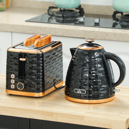 Chic Kettle & Toaster Set: Rapid Boil 1.7L Kettle & 2-Slice Toaster
