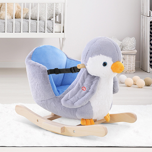 Musical Penguin Plush Rocking Horse for Kids - 32 Songs