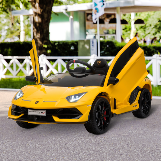 Lamborghini SVJ 12V Ride-On Car w/ Lights Music Remote 3-8 Yrs Yellow