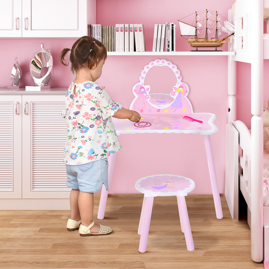 Enchanting Girls Pink Dressing Table Play Set
