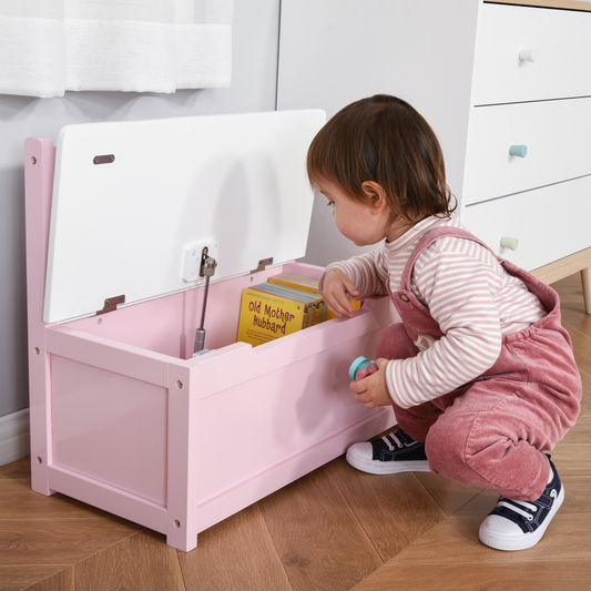 Kids 2-in-1 Wooden Toy Box & Bench with Backrest