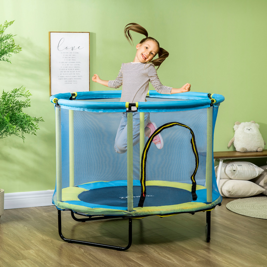 ZONEKIZ 4.6FT Bungee Trampoline with Safety Net for Kids - Blue