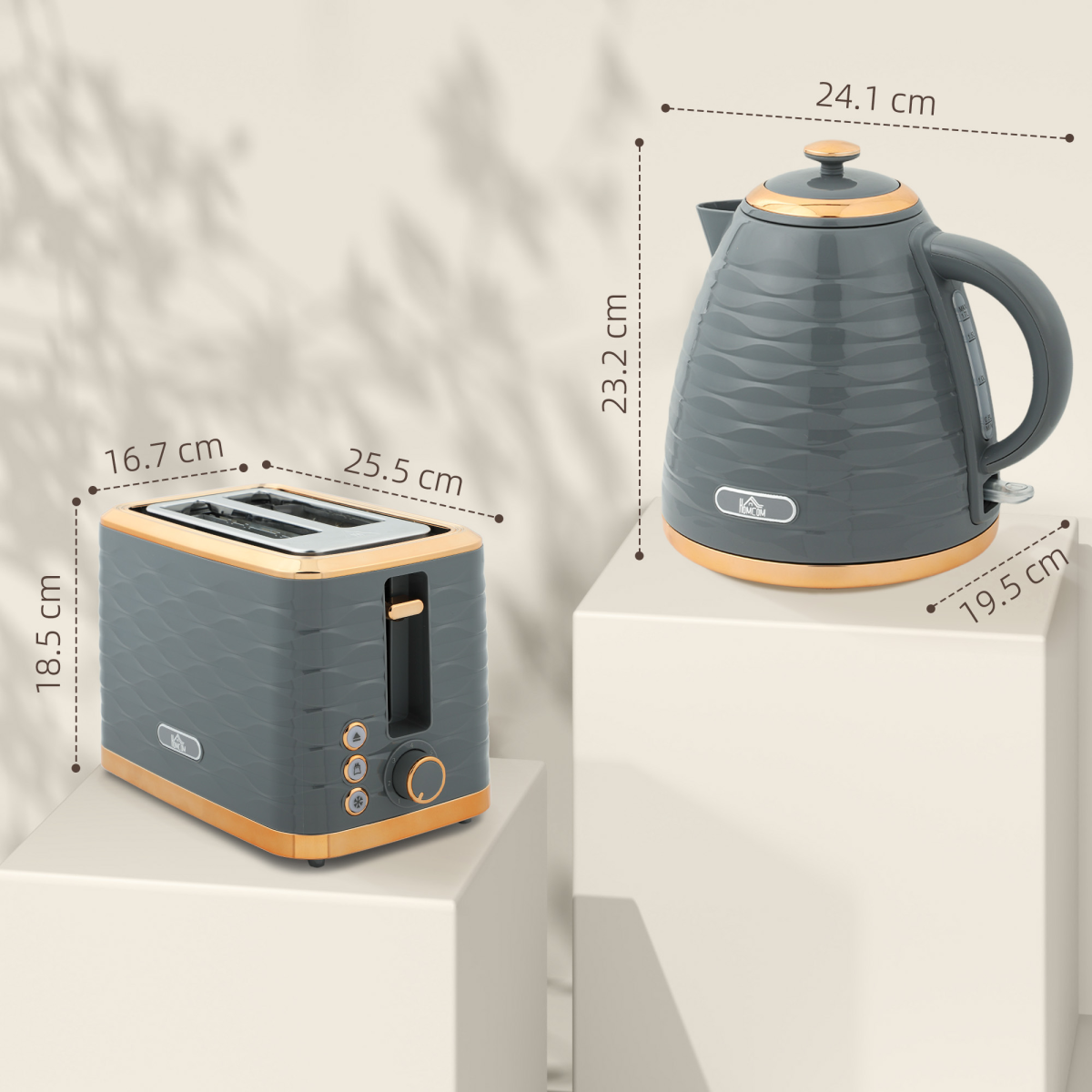 Stylish Grey Kettle & Toaster Set: Fast Boil & Perfectly Toasted