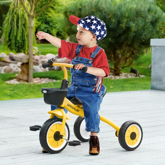 AIYAPLAY Adjustable Kids Tricycle for Ages 2-5, Yellow