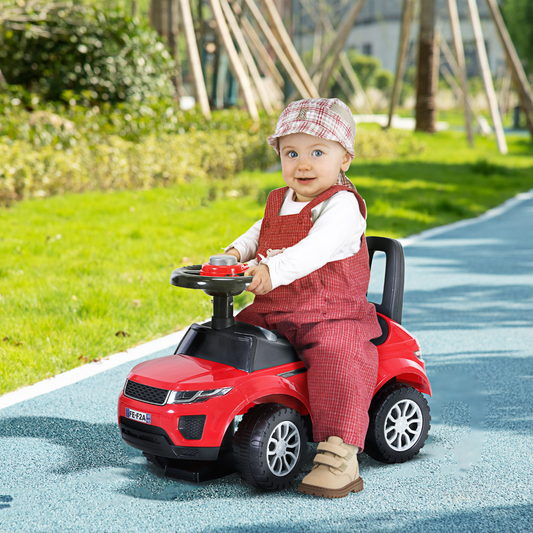Red 3-in-1 Toddler Ride-On Car with Horn & Steering