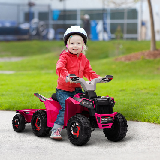 Kids Electric Quad Bike with Trailer - Green