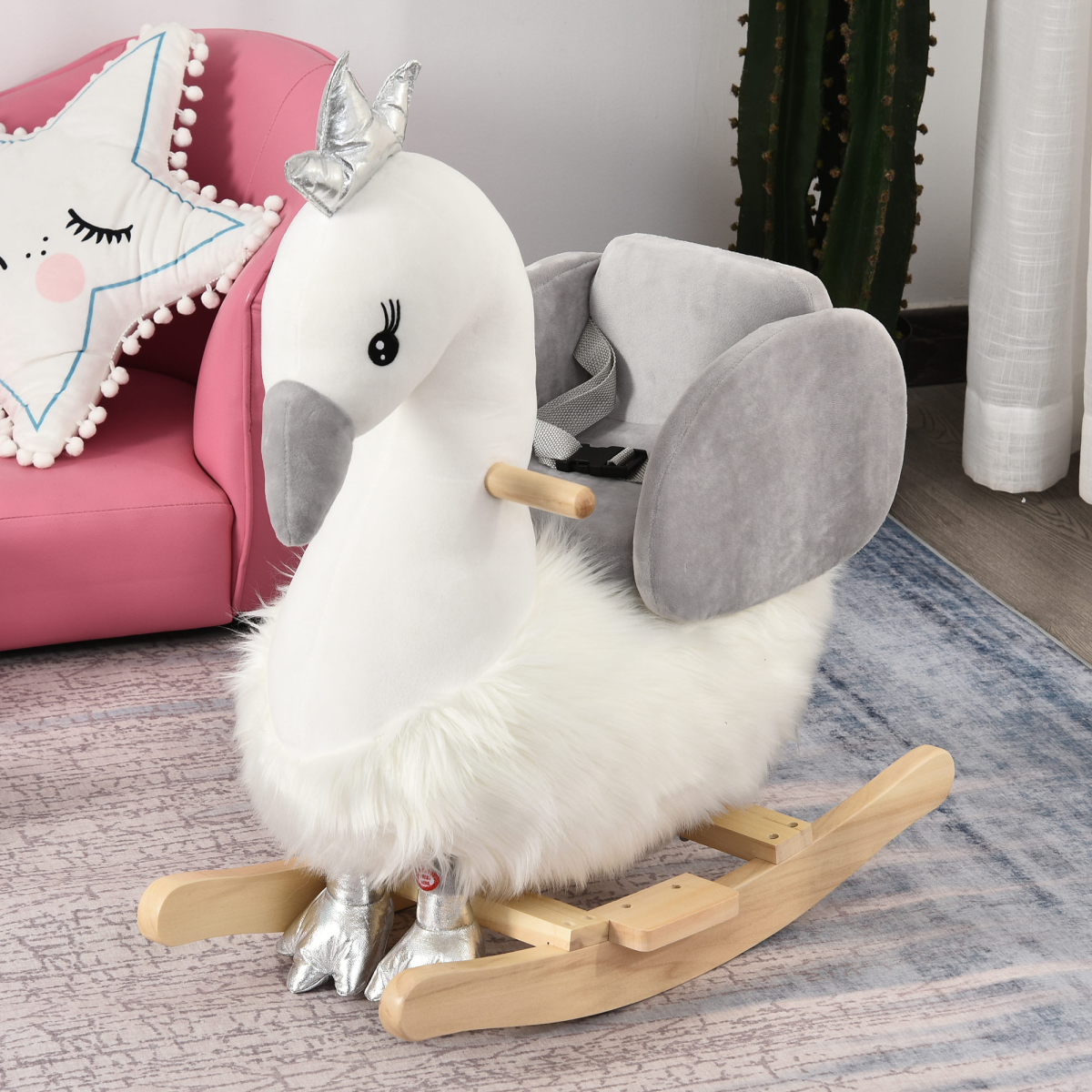 Enchanting Kids Ride-On Rocking Swan with Sound