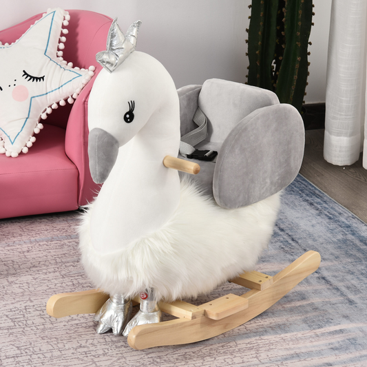 Enchanting Kids Ride-On Rocking Swan with Sound