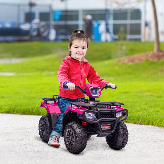 Vibrant Pink 12V Kids Electric Quad Bike w/ LED Lights & Music