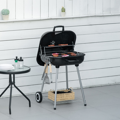 Portable BBQ Charcoal Smoker Grill with Wheels