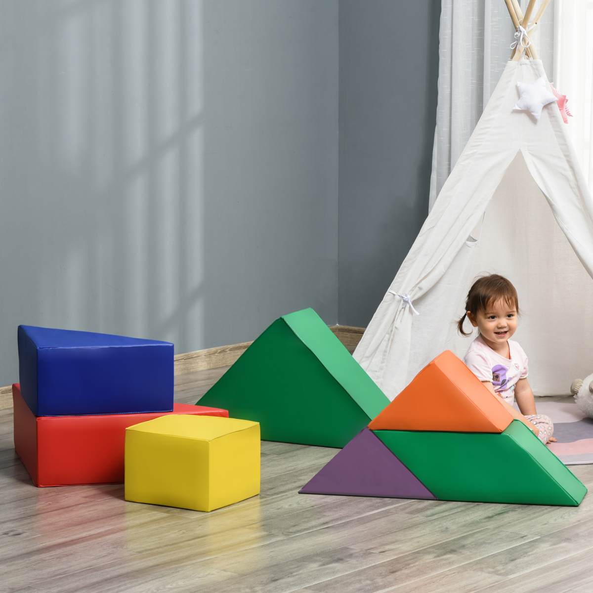 Colorful 7-Piece Soft Foam Puzzle Blocks Set