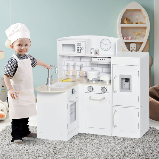 Whimsical Kids Kitchen Play Set with Interactive Fountain 14-Piece