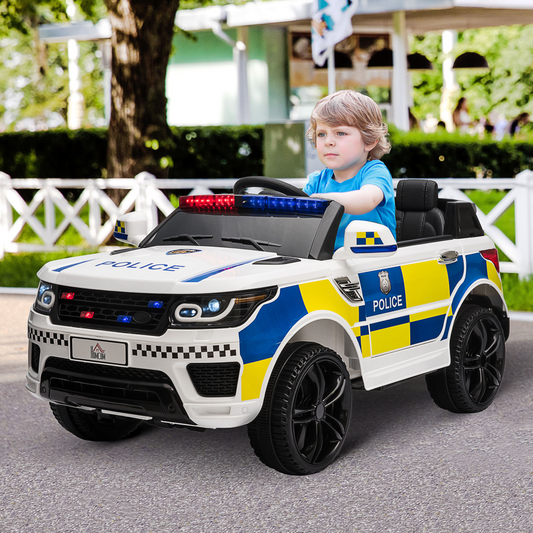 12V Electric Police Car Ride-On w/ Remote Siren & Bluetooth - Ages 3-6