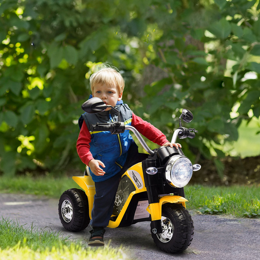 6V Kids Electric Motorcycle Ride-On Toy in Yellow