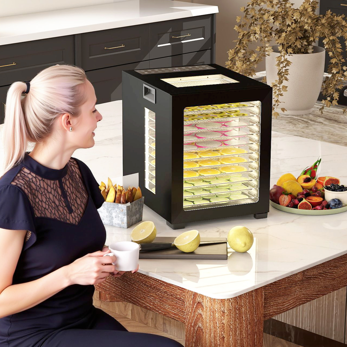 12-Tray Food Dehydrator - Powerful, Customizable 850W Snack Maker