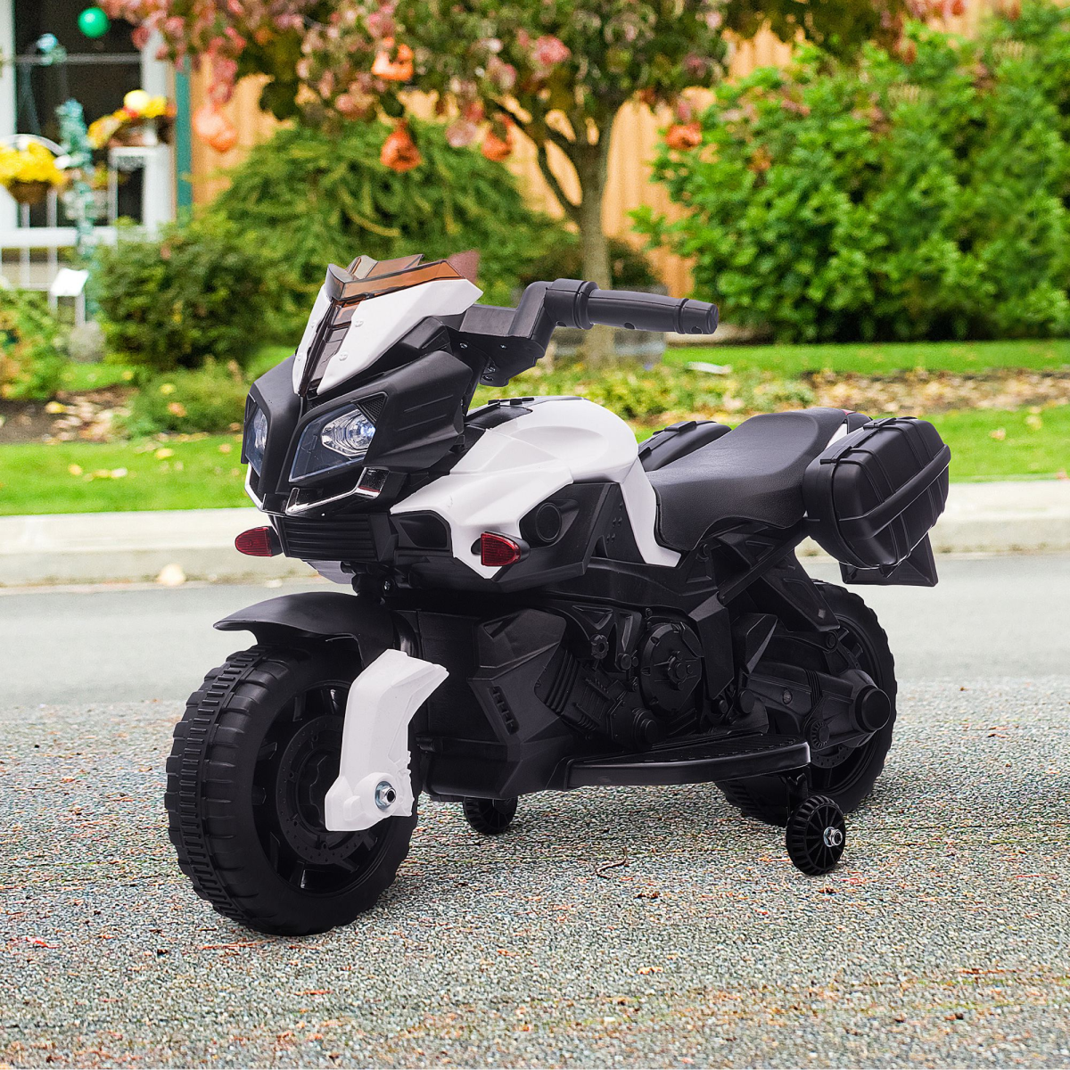 White 6V Electric Kids Motorcycle Ride-On Toy